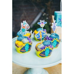 Juego de 12 decoraciones para cupcakes de fiesta de insectos. n3