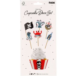 Set de 12 Decoraciones para Cupcakes - Fiesta Pirata. n1