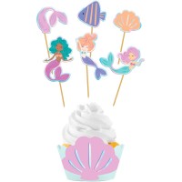 Set de 12 decoraciones para cupcakes - Sirenas