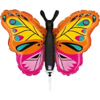 Globo Mariposa de Colores con Vstago 36 cm