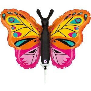 Globo Mariposa de Colores con Vstago 36 cm