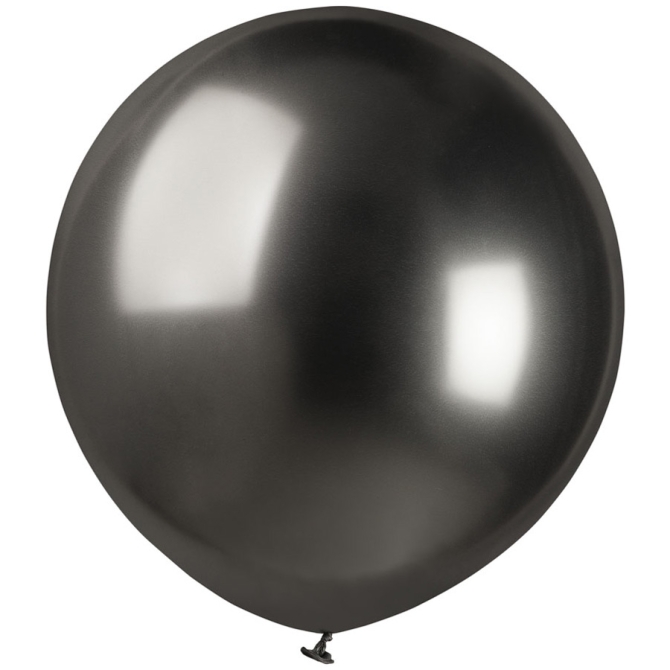 3 Globos Negro Cromado 48cm 