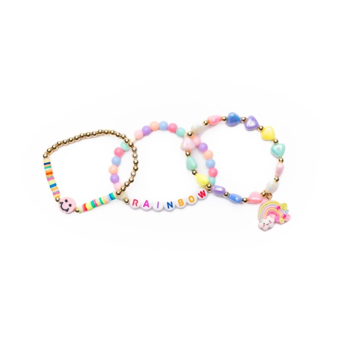 Set de 3 pulseras Rainbow Smileys 