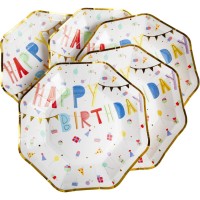 Contiene : 1 x 8 Platos Pequeos Feliz Cumpleaos