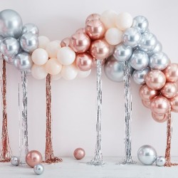 Kit de arco de 95 globos metlicos - Oro rosa / Plata / Marfil. n1