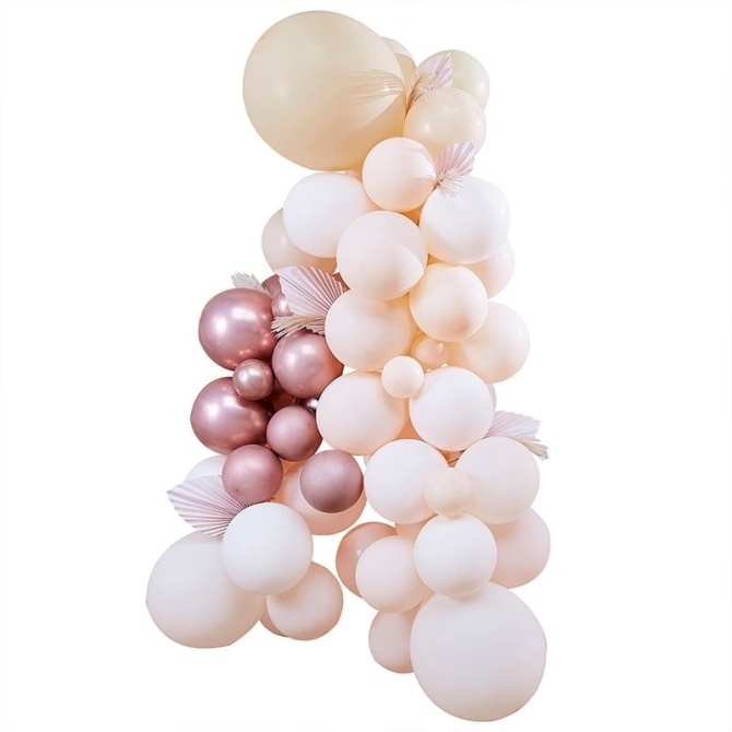 Pampas Arco Kit de 70 Globos Metlicos - Oro Rosa Metlico / Melocotn / Caramelo 