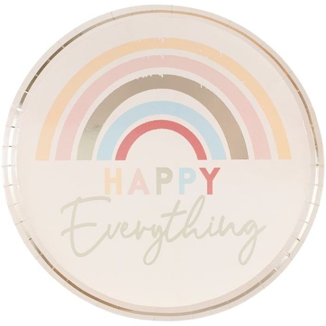 8 platos Happy Everything Pastel Rainbow 