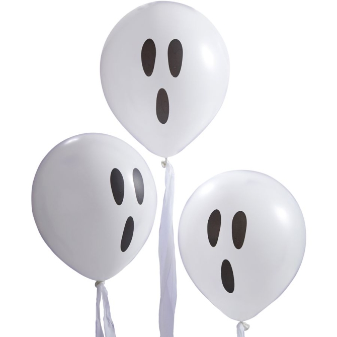 10 globos fantasma con cinta blanca 