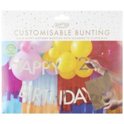 Guirnalda Dorada Happy Birthday - Personalizable. n2