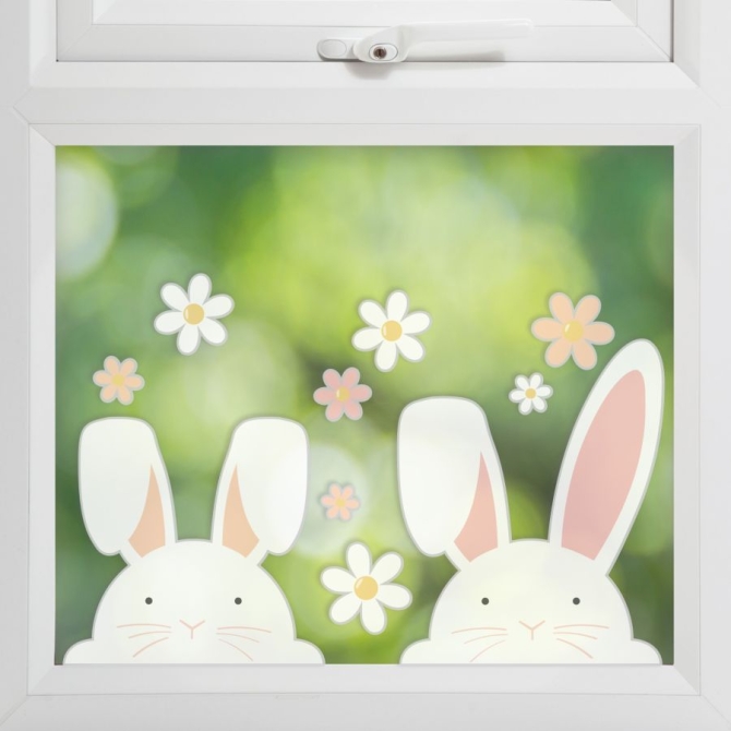 Decoraciones de ventana de conejito de Pascua 