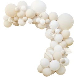 Kit Arco de 80 Globos con Abanicos de Palmera - Desnudo / Blanco. n1