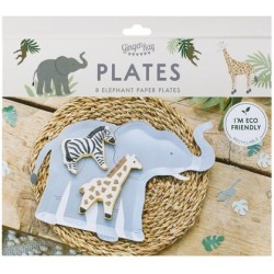 8 Platos Elefante - Animales Salvajes. n3