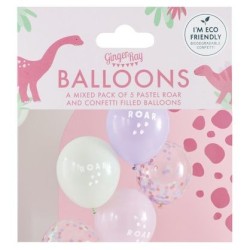 5 globos de dinosaurio - rosa. n3