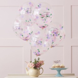 5 Globos de Feliz Cumpleaos - Florales. n1