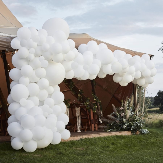 Kit de arco de 200 globos - Blanco 