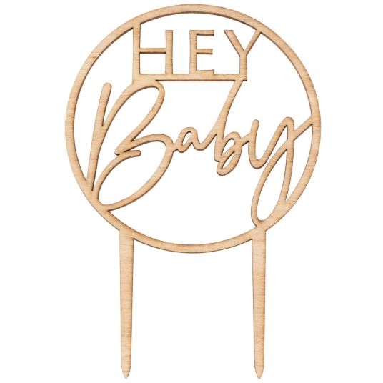 Cake Topper de Madera Botanical Hey Baby 