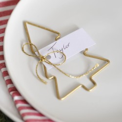 4 tarjetas de mesa doradas con forma de rbol de Navidad. n1