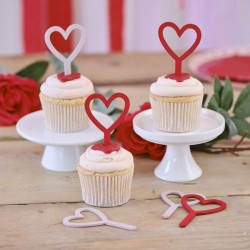 6 corazones de madera para cupcakes. n1