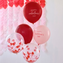 5 Globos Happy Valentine s Day Rojo y Rosa. n1