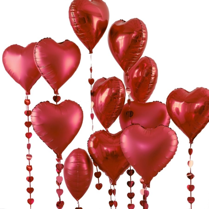 12 Globos Corazn con Guirnaldas Corazn 