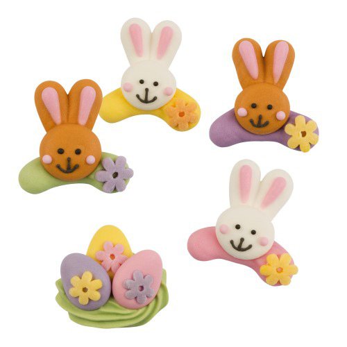 1 Conejo  +  1 Nido de Pascua 2D (3, 5 cm) - Azcar 