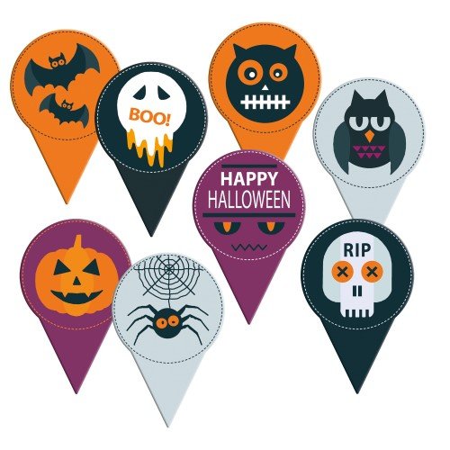 8 palillos de medalln de Halloween (6 cm) - Cartn 