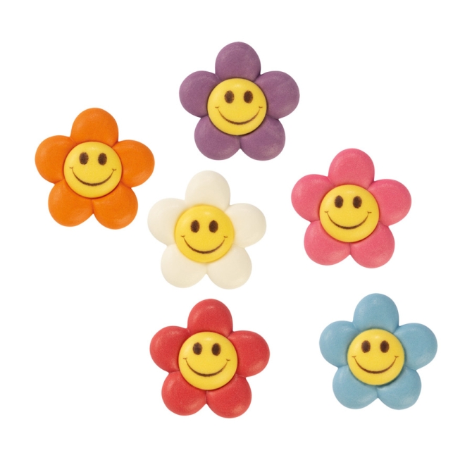 6 Flores Pequeas Sonrisa (3, 5 cm) - Azcar 