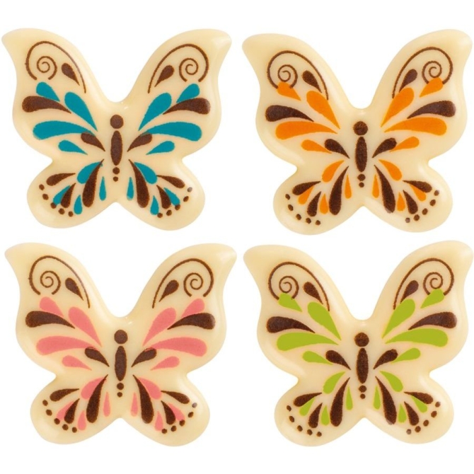 4 Mariposas (3, 7 cm) - Chocolate Blanco 