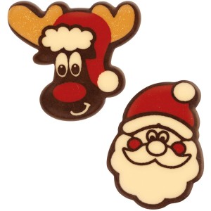 1 Pap Noel + 1 Alce (3 cm) - Chocolate Blanco