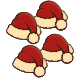 4 Gorros de Pap Noel (3,2 cm) - Chocolate Blanco