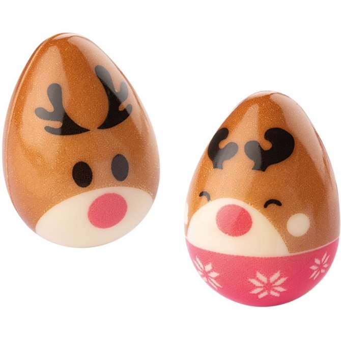 2 Huevos de Reno 3D (3, 5 cm) - Chocolate 