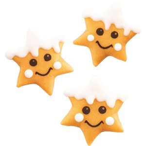 3 Estrellas Doradas Sonrientes (2,9 cm) - Pasta de almendras