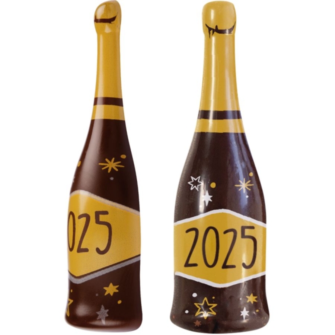 2 Botellas de Champn 2025 (7, 5 cm) - Chocolate Negro 