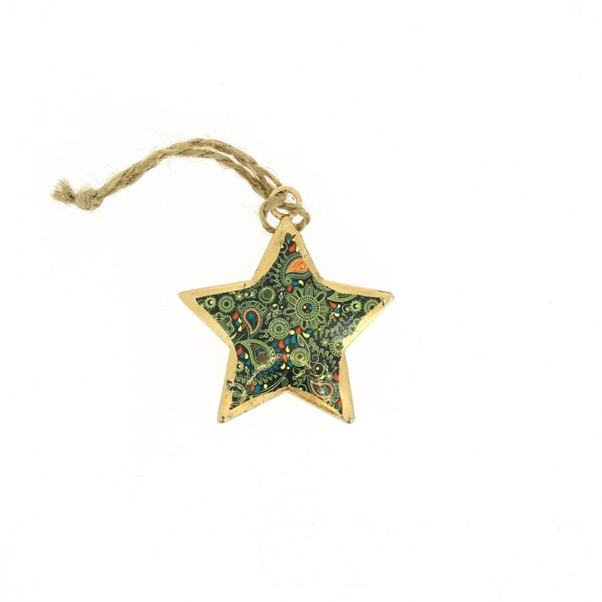 Decoracin para colgar Estrella Estampado Fantasa N 3 (6 cm) - Metal 