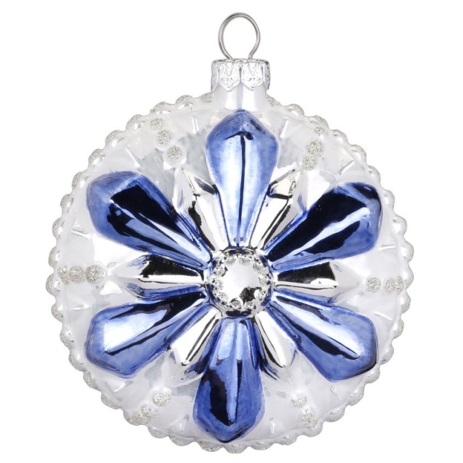 Jewel Ball Flor Azul Copo de Nieve (8 cm) - Cristal 