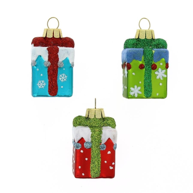 3 Decoracin para colgar de Regalo Rojo / Verde / Azul (5 cm) - Cristal 