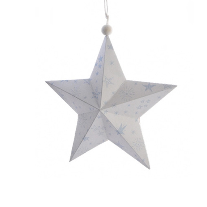 Estrella de Navidad Suave Blanco / Azul (14 cm) - Papel 