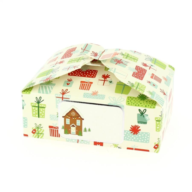 6 Cajas Regalo Packs Navidad / Verde Liso - Cartn 