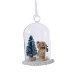 1 Osito Campana de Nieve Decoracin para colgar (11 cm) - Cristal/Resina