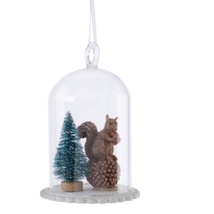 1 Decoracin para colgar Campana de Nieve Ardilla (11 cm) - Cristal/Resina