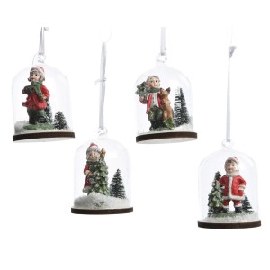 1 Pequea Decoracin para colgar Campana de Nieve Nio(6 cm) - Cristal/Resina