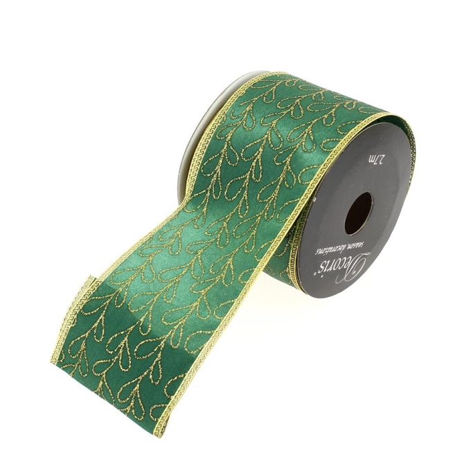 Cinta Ancha Ramas Verdes Oro N2 (2, 70 m - 6, 3 cm) 