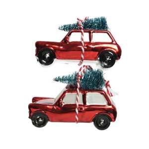 2 Coches con rbol Decoracin para colgar - Cristal