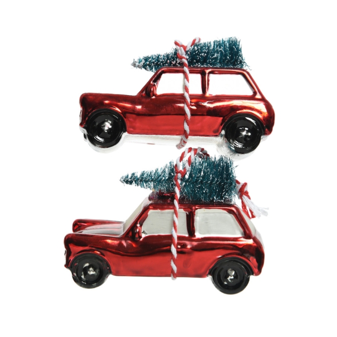 2 Coches con rbol Decoracin para colgar - Cristal 