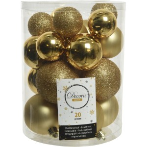 Mixto 20 Bolas Doradas Irrompibles - Glitter-mate-brillante