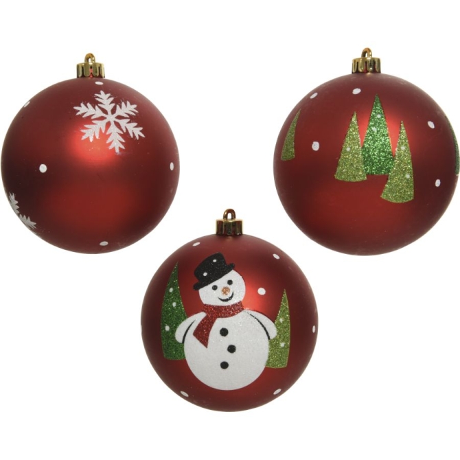 3 bolas de Navidad irrompibles: nieve / abeto / mueco de nieve 