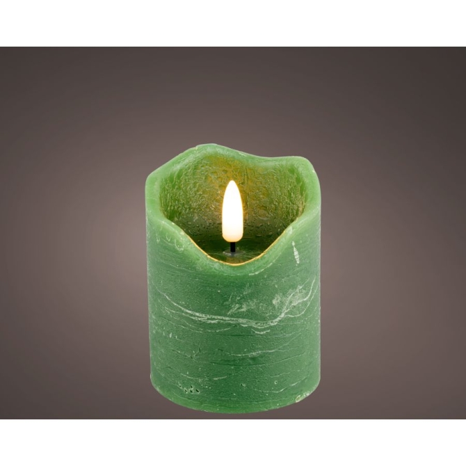 Vela de cera LED de interior - Verde - 9 cm 