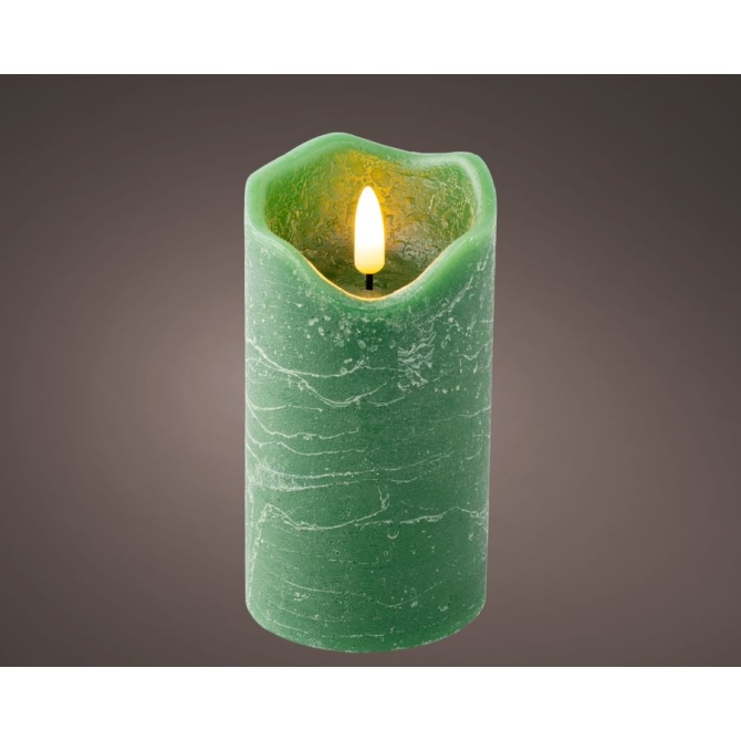 Vela de cera LED de interior - Verde - 13 cm 