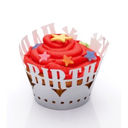 12 envoltorios para cupcakes de feliz cumpleaos. n1