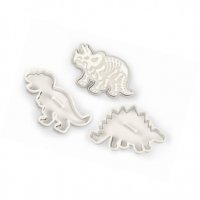 3 cortadores de galletas Dino con relieve (13 cm)